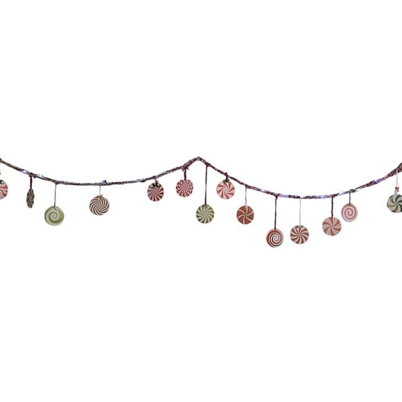 Hand Crafted Holiday Garlan Crochet Red White Green Candy Theme Upcycled Paper - Picture 3 of 17